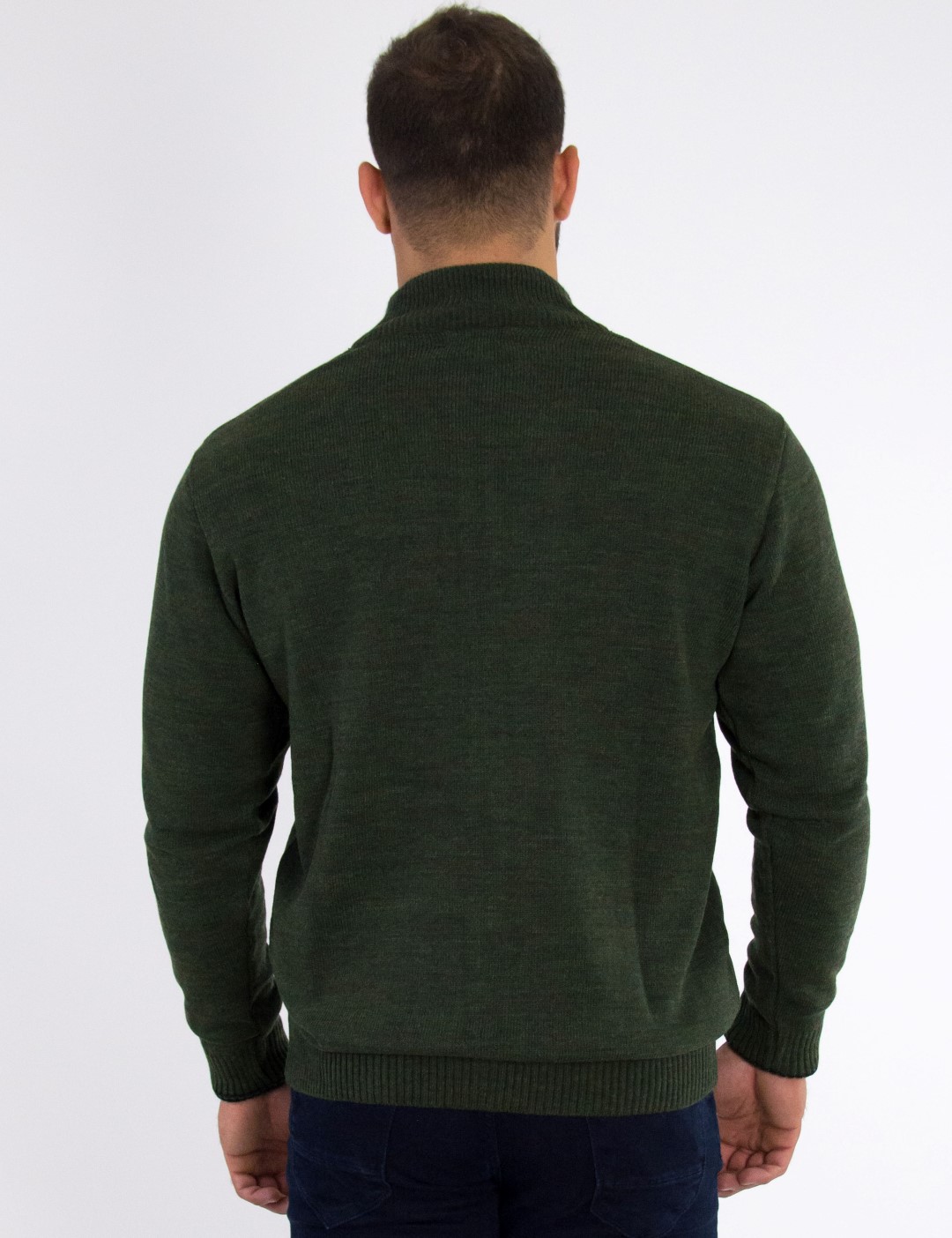 Ανδρική χακί μάλλινη ζακέτα με φερμουάρ Darious 1867L φωτογραφία